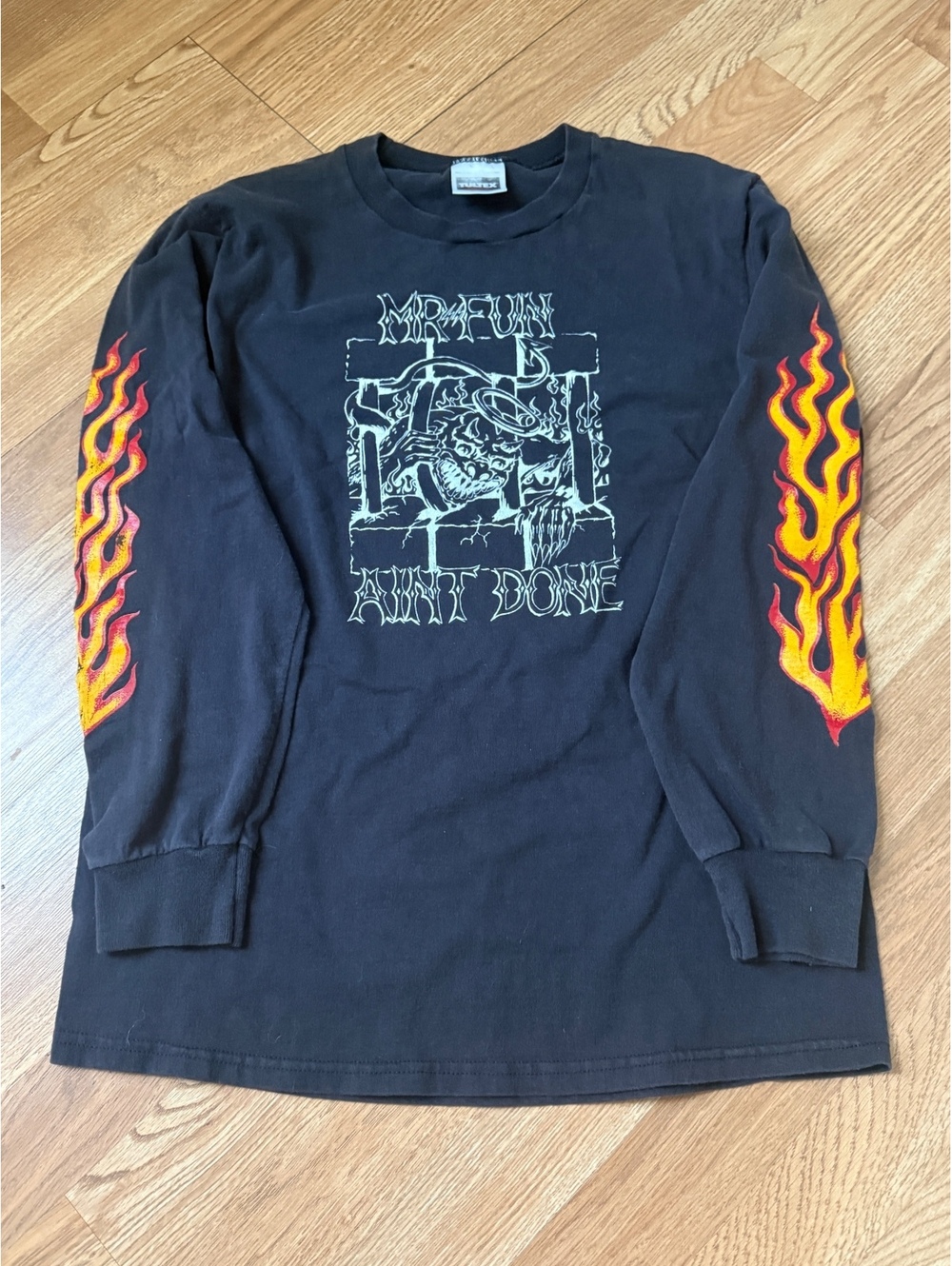 Vintage Tultex Medium Long Sleeve Shirt Flame Sleeve Design and Graphic Print